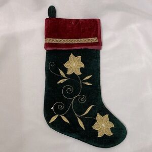 ⭐️ Vintage Poinsettia Embroidered Christmas Stocking